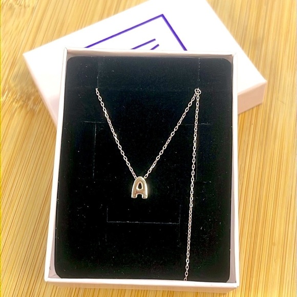Brand New 14K Gold Plated Sterling Silver Bubble Letter Balloon “A” Necklace - Picture 2 of 15